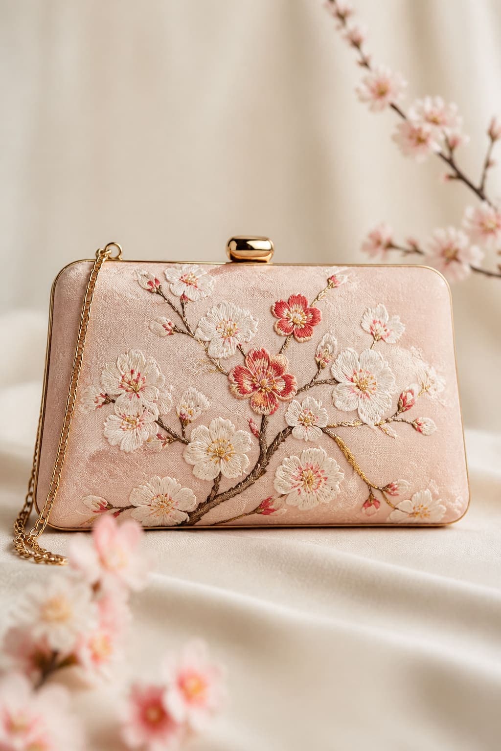 Ume Evening — Blush kimono silk, plum blossom