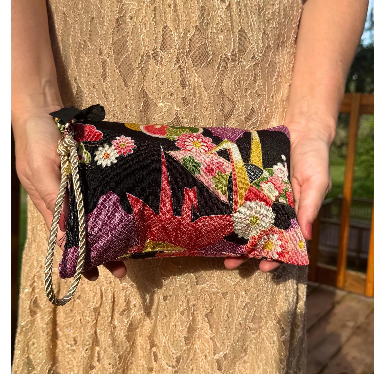 Japanese Makeup Bag Pouch Kimono Fabric Kyoto Zipper