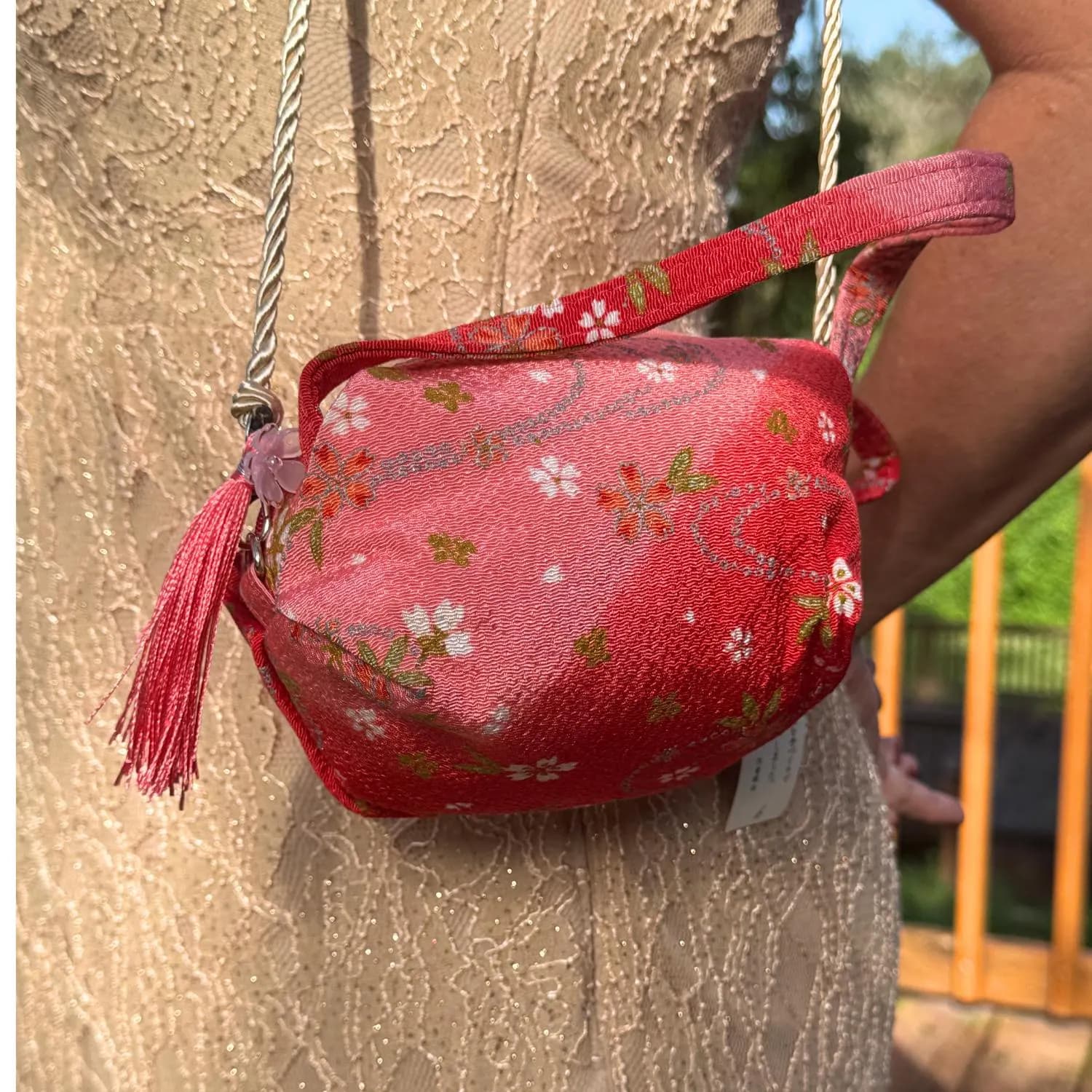 Japanese Makeup Bag Purse Sakura Floral Kimono Fabric Kyoto