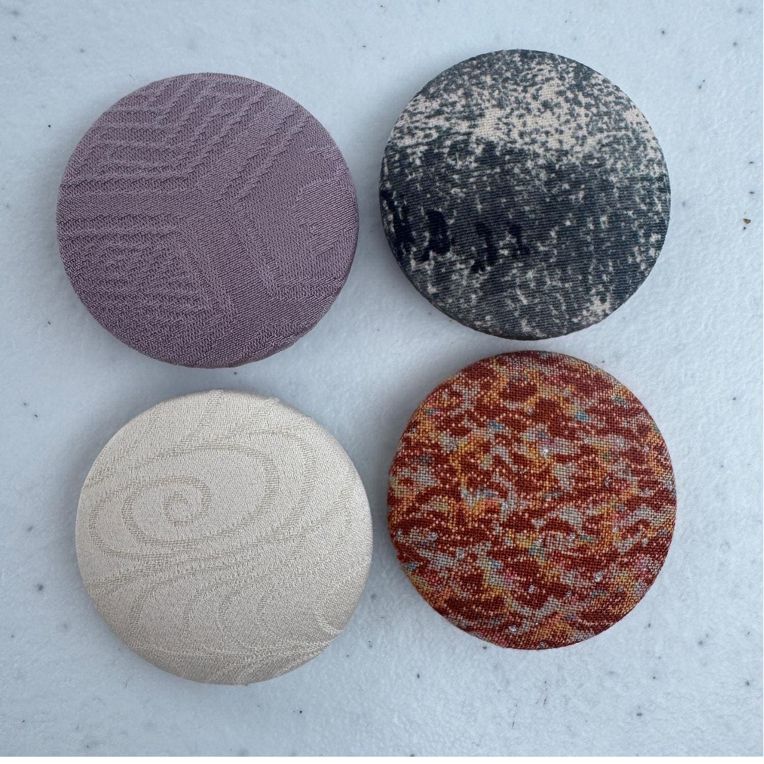 Kimono Silk Fabric Button Pins: Set of 4 Mixed Styles/Colors