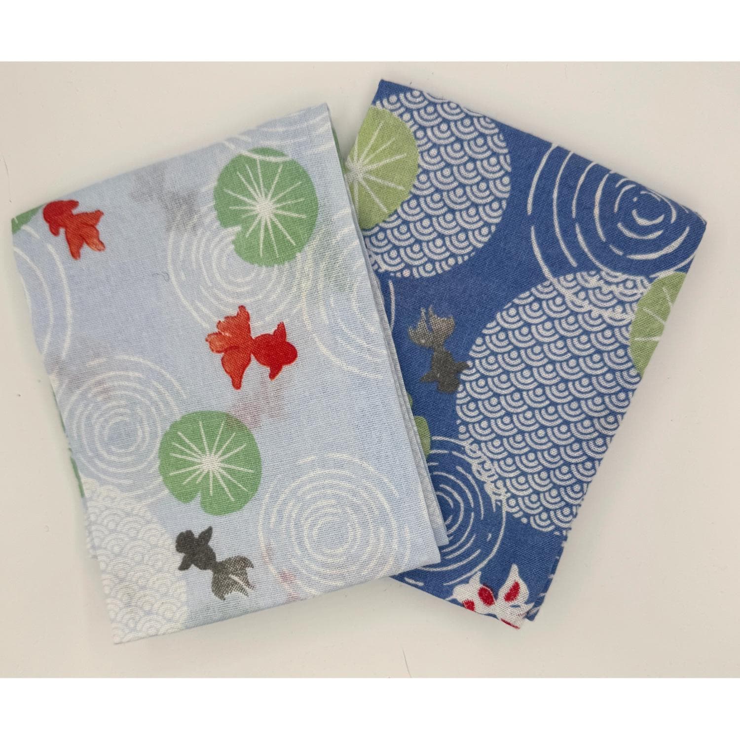 Japanese Tenugui Kawaii Kingyo and Seigaiha Cotton Hand Towel New