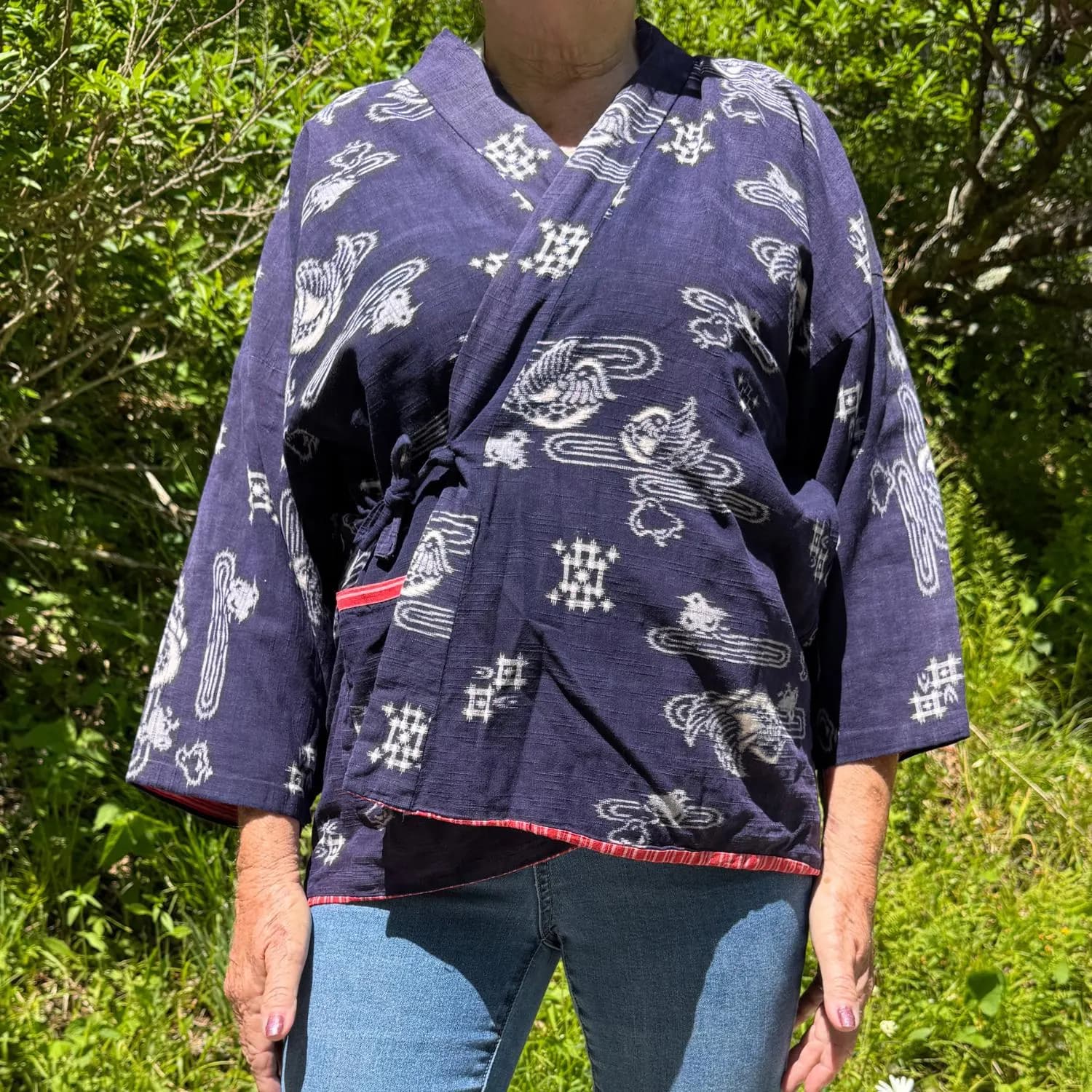 Reversible Women's Cotton Haori from Japan Wrap Around