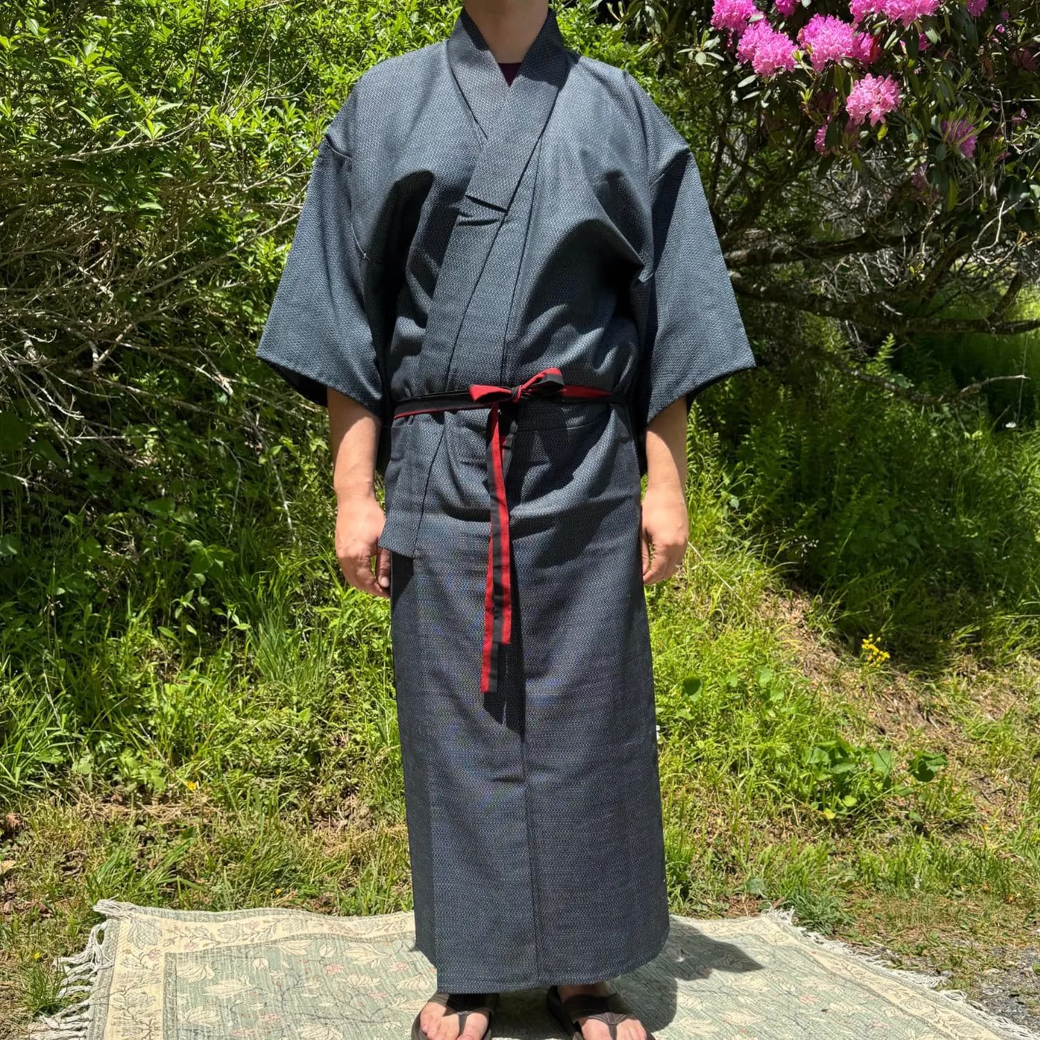Men's Yukata Navy Blue Kimono from Japan