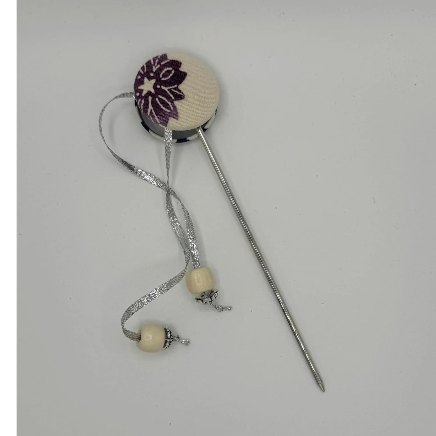 Kanzashi Hair Stick Japanese Kimono Silk Upcycled Purple